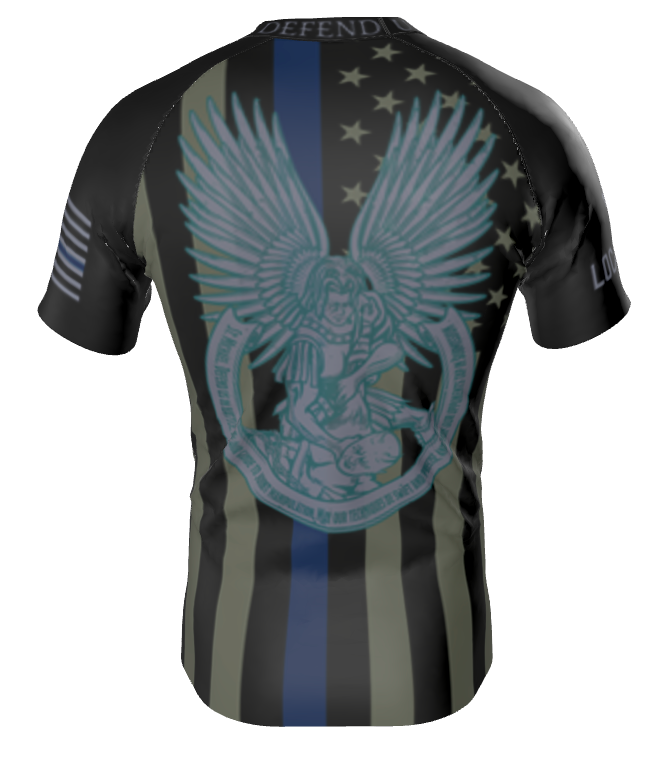 Blue Line St. Michael the Grappler Rash Guard
